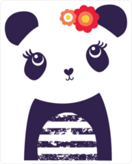 Cute Panda Bear With Flowers Sticker
