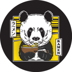 Cute Panda Eating Japanese Noodle Ramen Illustration Sticker
