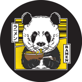 Cute Panda Eating Japanese Noodle Ramen Illustration Sticker