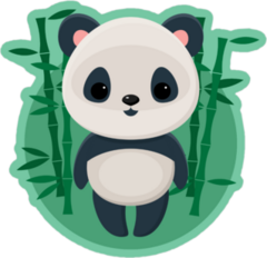 Cute Panda Standing In Front Of Bamboo Sticker