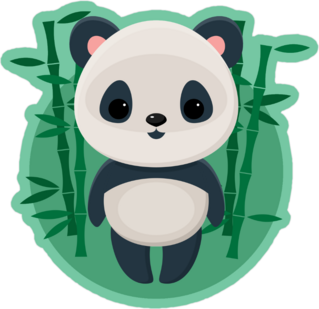 Cute Panda Standing In Front Of Bamboo Sticker