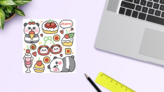 Cute Panda Sticker Sheet on a Desk (New) example