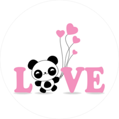 Cute Panda With Balloons Love Sticker