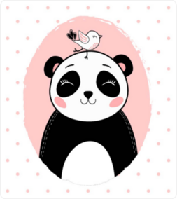 Cute Panda With Bird Sticker