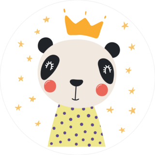 Cute Panda With Stars And Crown Sticker