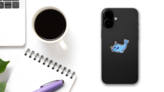 Cute Party Hat Narwhal Sticker on a Phone (New) example