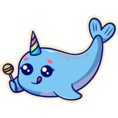 Cute Party Hat Narwhal Sticker