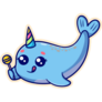 Cute Party Hat Narwhal Sticker