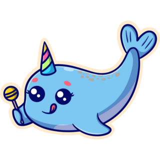 Cute Party Hat Narwhal Sticker