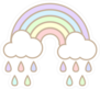 Cute Pastel Rainbow And Cloud With Rain Sticker