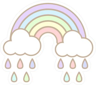 Cute Pastel Rainbow And Cloud With Rain Sticker