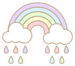 Cute Pastel Rainbow And Cloud With Rain Sticker