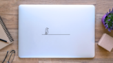 Cute Penguin Bird Line Sticker on a Laptop (New) example