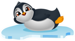 Cute Penguin Cartoon On Ice Float Sticker