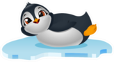 Cute Penguin Cartoon On Ice Float Sticker