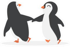 Cute Penguin Couple Cheerful Cartoon Sticker