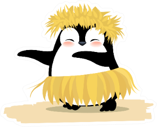 Cute Penguin Dancing Hawaiian Hula Sticker