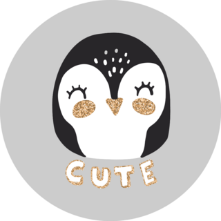 Cute Penguin Illustration On Grey Sticker
