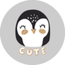 Cute Penguin Illustration On Grey Sticker