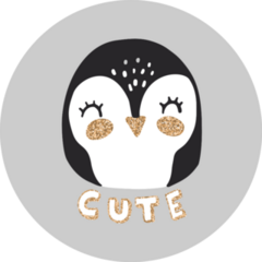 Cute Penguin Illustration On Grey Sticker