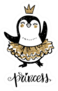 Cute Penguin Princess Golden Glitter Tutu Dress Sticker