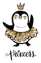 Cute Penguin Princess Golden Glitter Tutu Dress Sticker
