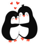 Cute Penguins In Love With Hearts Illustration Sticker