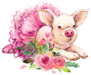 Cute Pig In Dress Watercolor Illustration Sticker