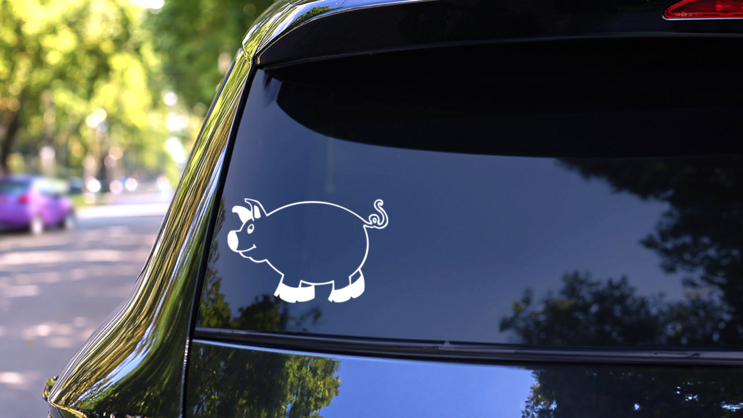 Cute Pig Sticker on a Rear Car Window (New) example