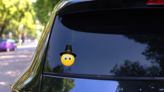 Cute Pilgrim Emoji Sticker on a Rear Car Window (New) example