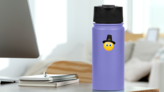 Cute Pilgrim Emoji Sticker on a Water Bottle (New) example