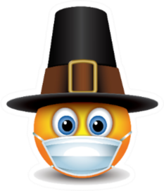 Cute Pilgrim Emoticon Wearing Surgical Mask Thanksgiving Sticker