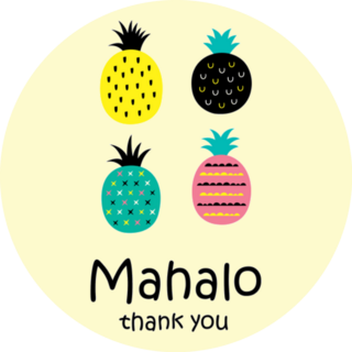 Cute Pineapple Mahalo Hawaiian Thank You Card Sticker