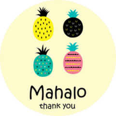 Cute Pineapple Mahalo Hawaiian Thank You Card Sticker