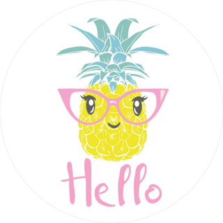 Cute Pineapple With Glasses Hello Sticker