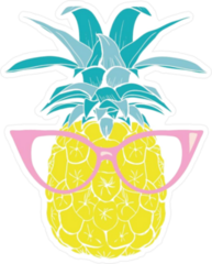 Cute Pineapple With Pink Glasses Sticker
