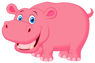 Cute Pink Hippo Cartoon Sticker