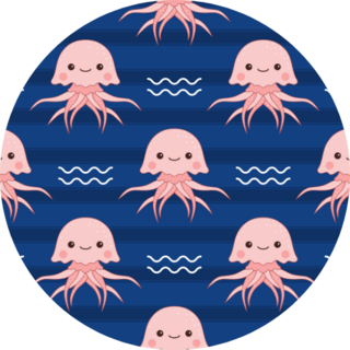 Cute Pink Jellyfish Seamless Pattern Sticker
