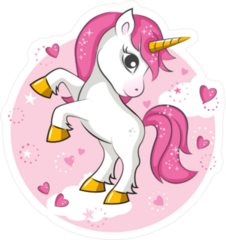 Cute Pink Magical Unicorn Circle Sticker