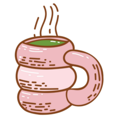 Cute Pink Mug With Matcha Sticker