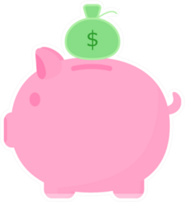 Cute Pink Piggy Bank With Money Bag Sticker