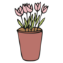 Cute Pink Tulips in Pot Sticker