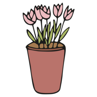Cute Pink Tulips in Pot Sticker
