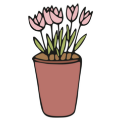 Cute Pink Tulips in Pot Sticker