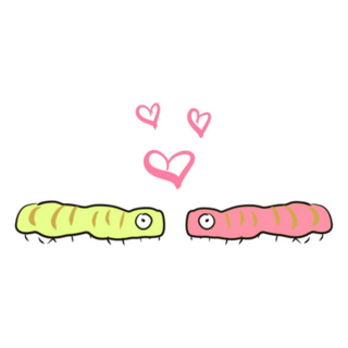 Cute Pink & Yellow Caterpillar Couple Sticker
