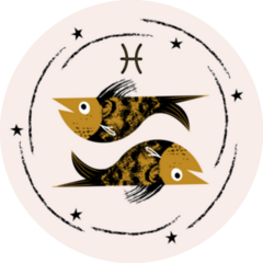 Cute Pisces Fish In Star Circle Sticker