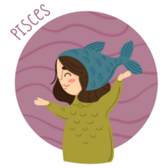 Cute Pisces Girl In Fish Hat Sticker