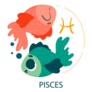 Cute Pisces Symbol Zodiac Cartoon Sticker