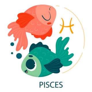 Cute Pisces Symbol Zodiac Cartoon Sticker