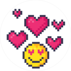 Cute Pixel Smiley Love Emoji Sticker